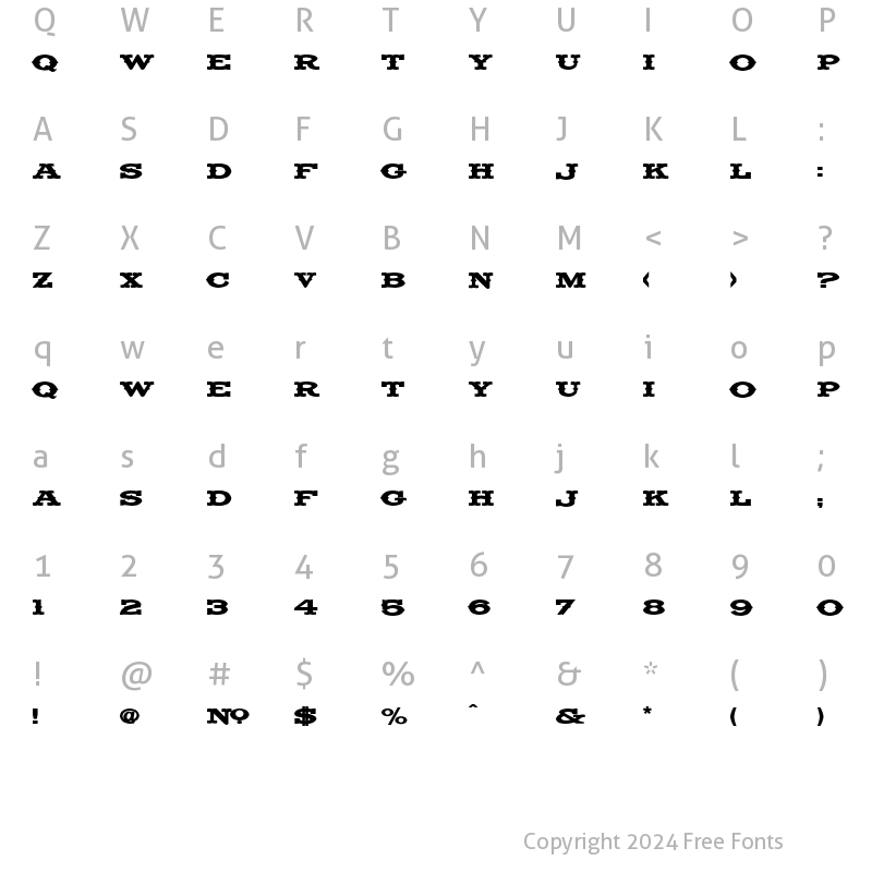 Character Map of LHF Fancy Full Spurs BETA Regular