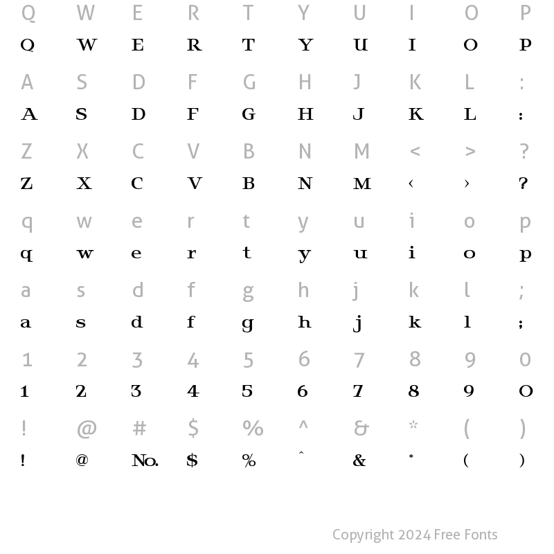 Character Map of LHF Farango Regular