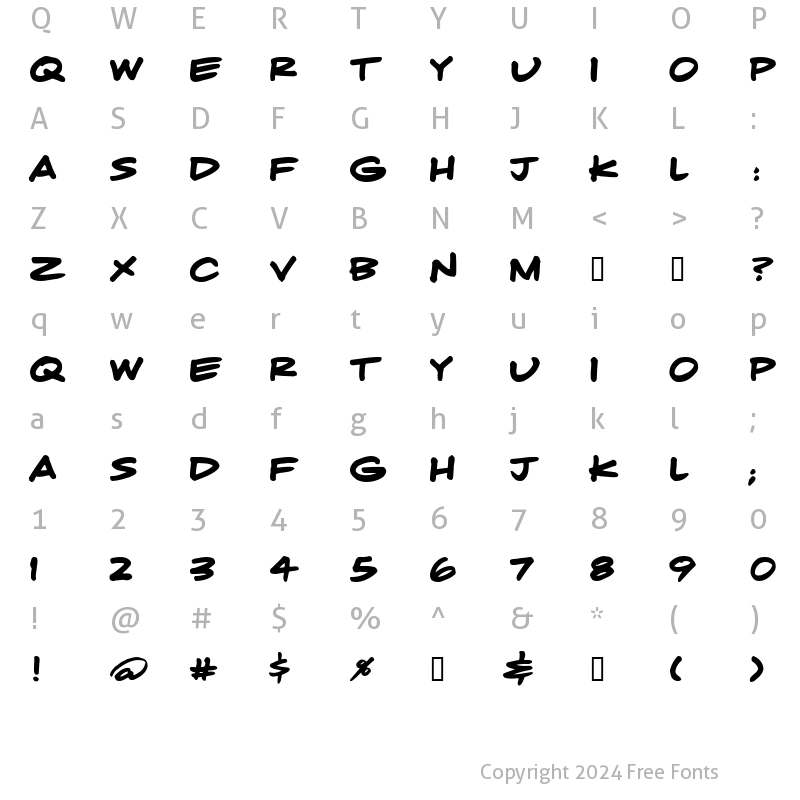 Character Map of LHF Fast Caps Regular