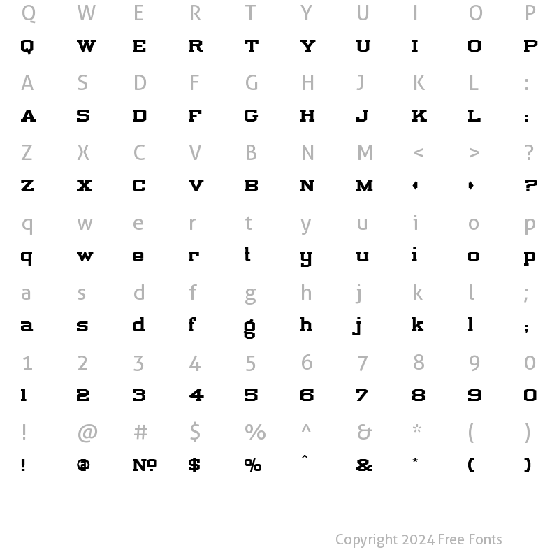 Character Map of LHF Full Block Regular