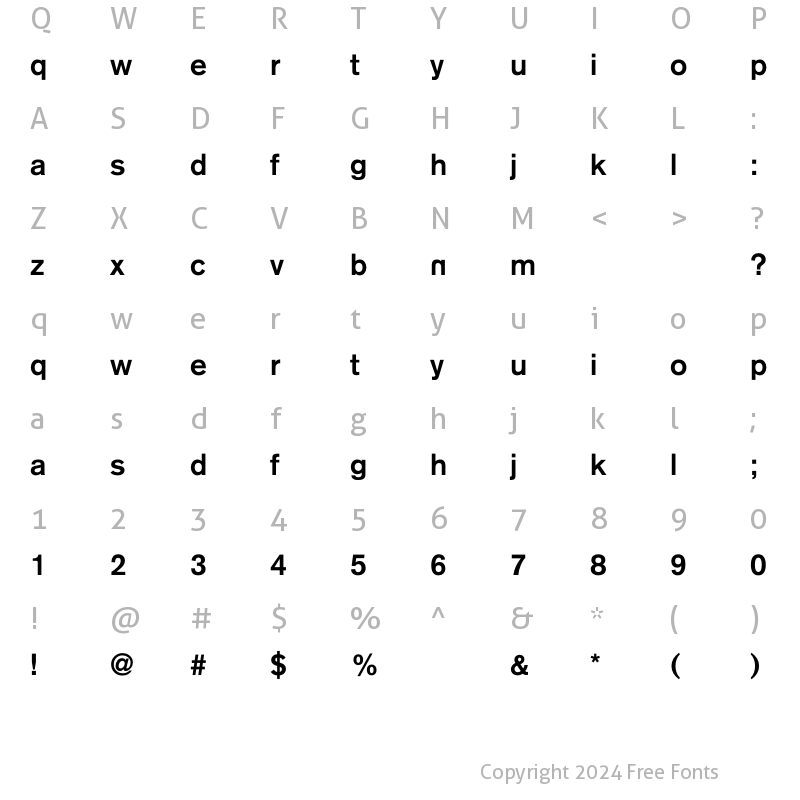 Character Map of LHF Garner Bold Bold