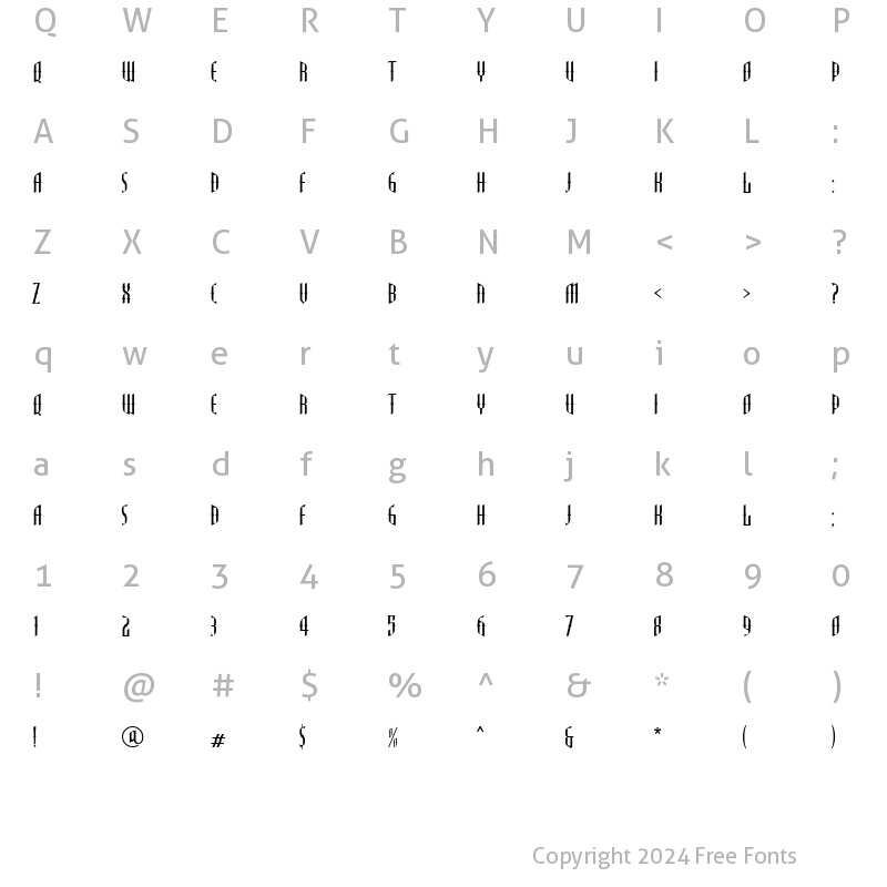 Character Map of LHF Gypsy Regular