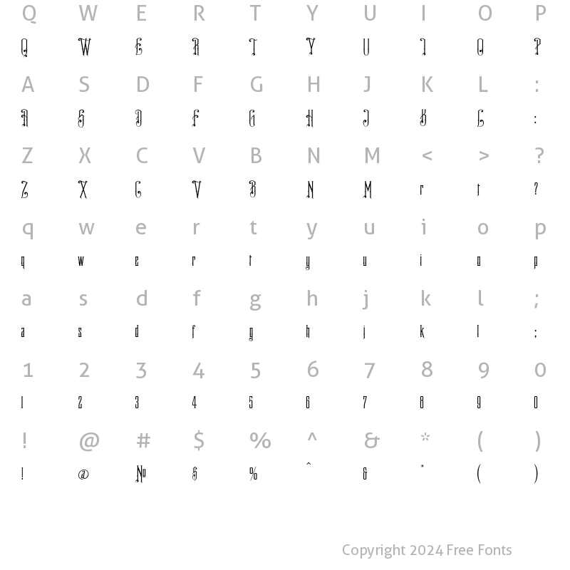 Character Map of LHF Hamilton Ornate Regular