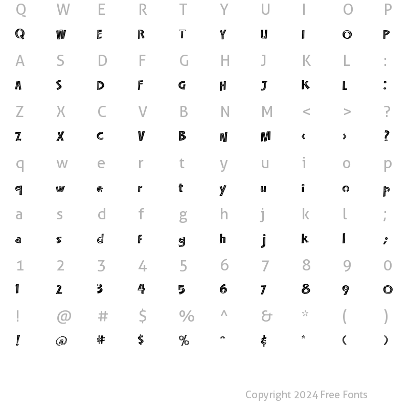 Character Map of LHF Happy Fun Ball INLINE Regular