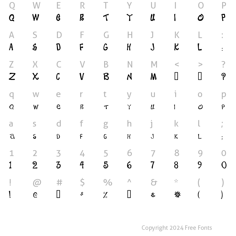 Character Map of LHF Happy Fun Ball Regular