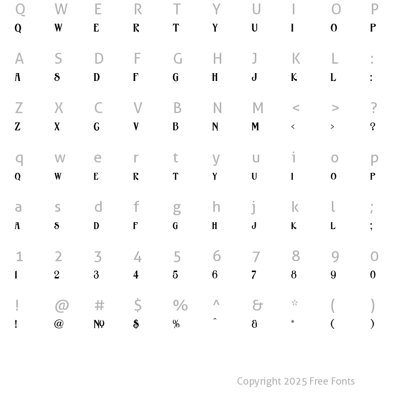 Character Map of LHF Havana BETA Regular