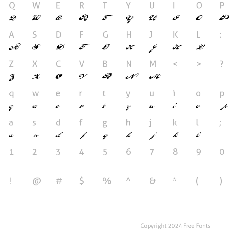 Character Map of LHF Heavy Sign Script Regular