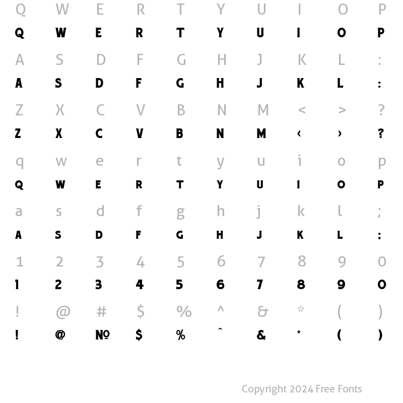 Character Map of LHF Hensler Regular