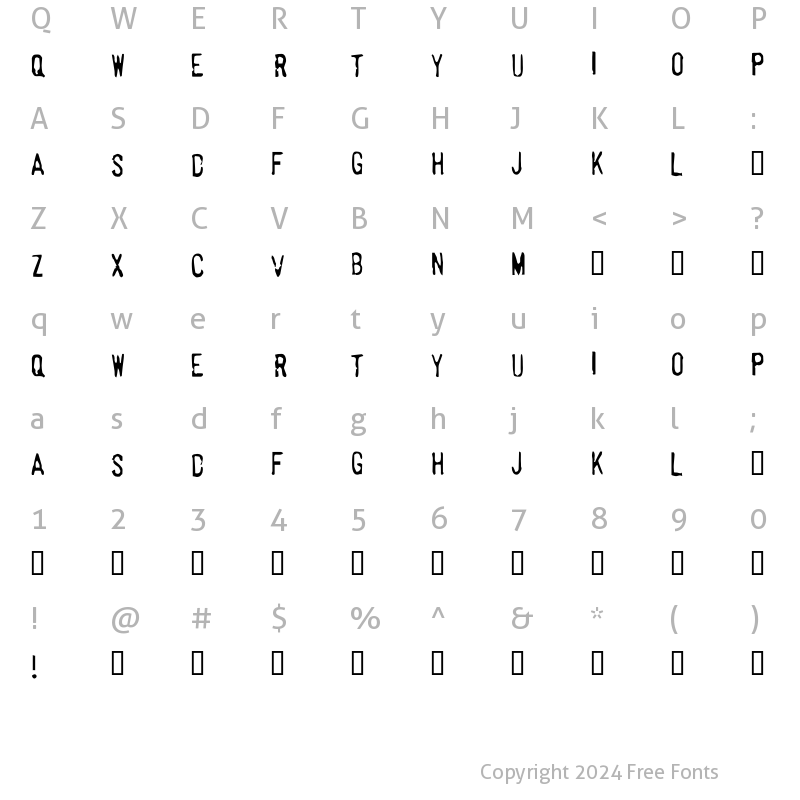 Character Map of LHF Hick Sticks Regular