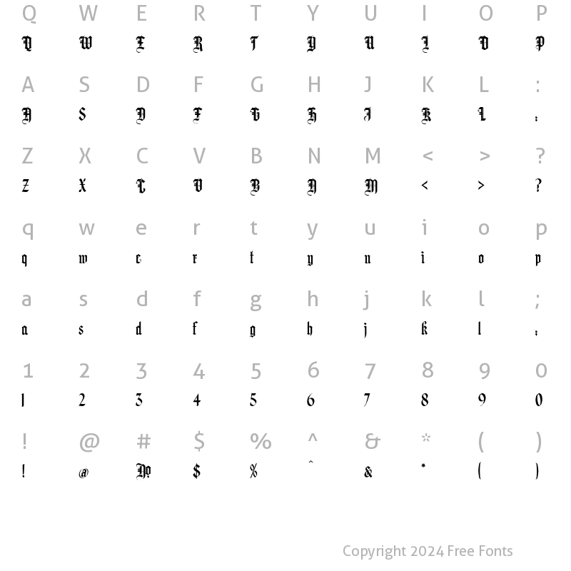 Character Map of LHF Hindlewood BETA Regular