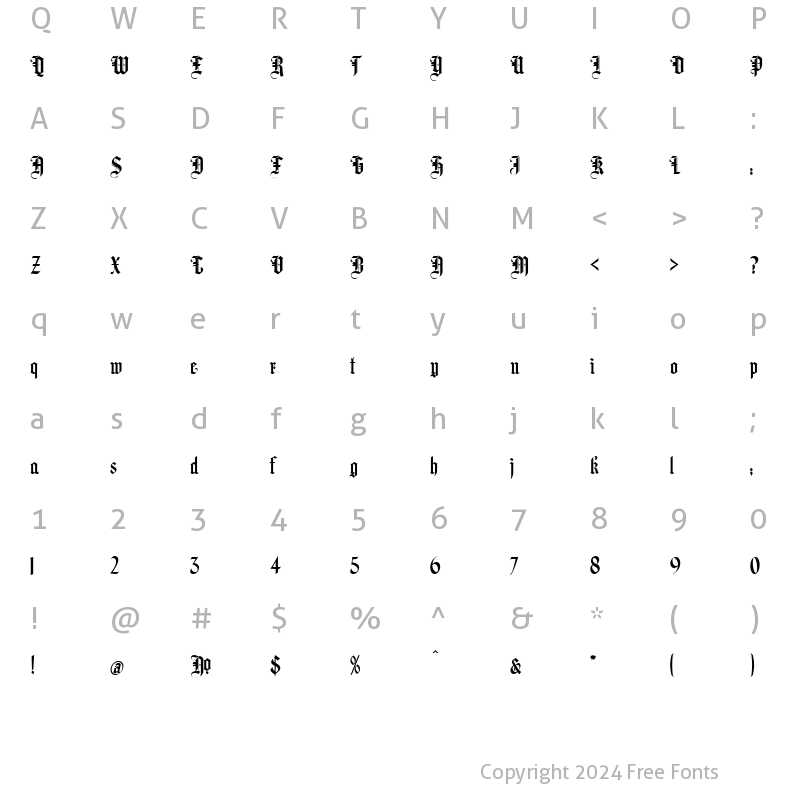 Character Map of LHF Hindlewood hard regular Regular