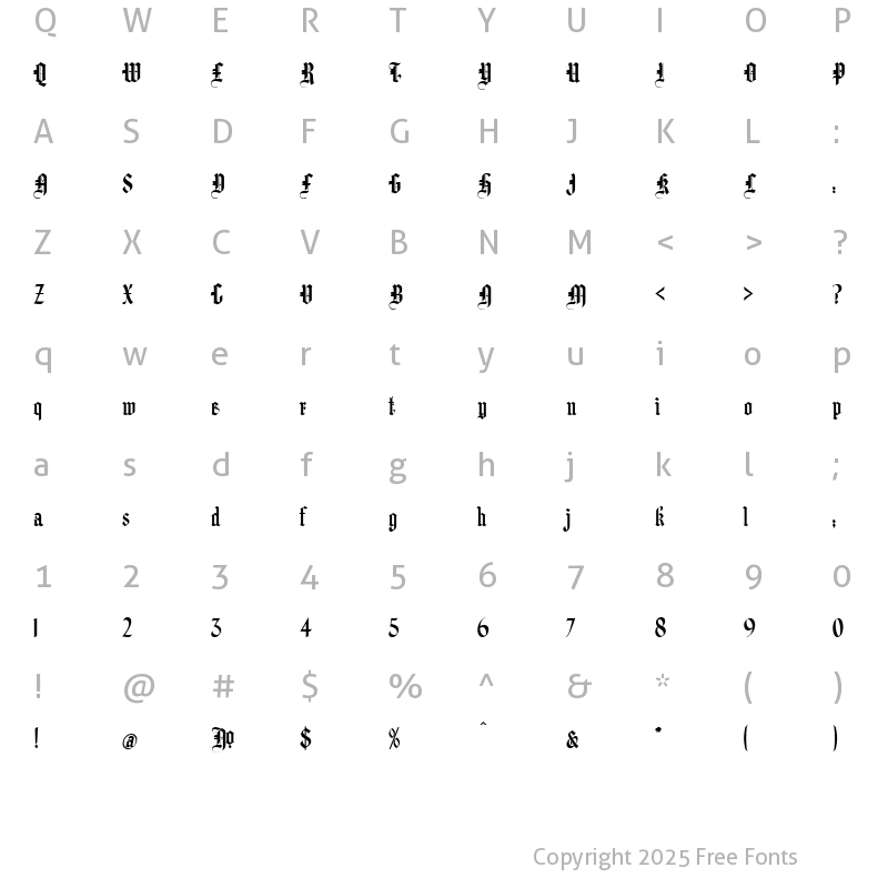 Character Map of LHF Hindlewood sans grotesque Regular