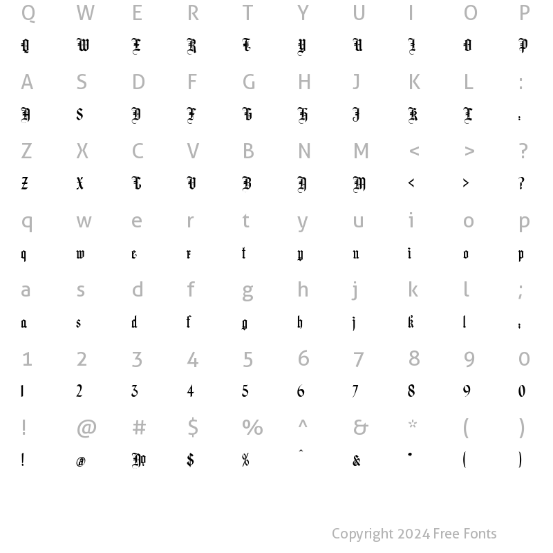 Character Map of LHF Hindlewood soft regular Regular