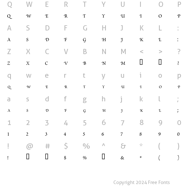 Character Map of LHF Lakeside Country 1 Regular