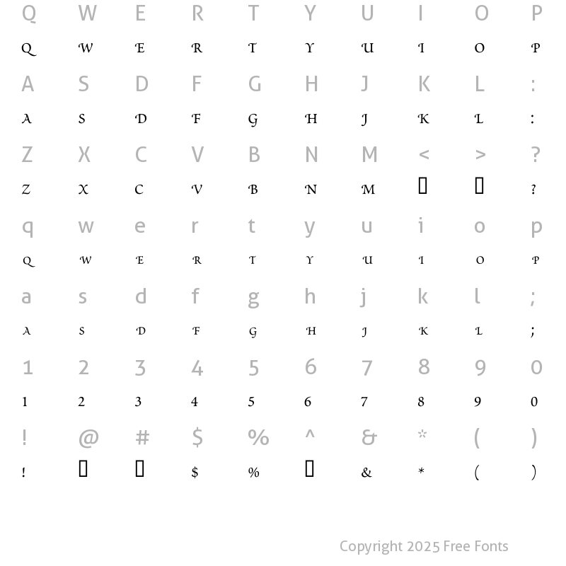 Character Map of LHF Lakeside Regular 3 Regular