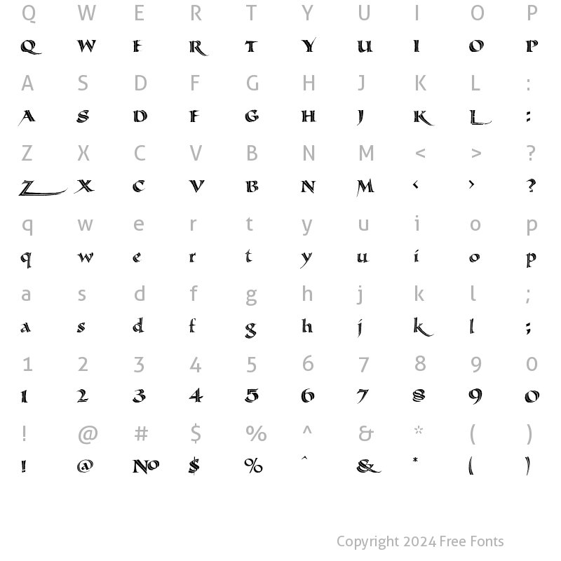 Character Map of LHF Michelle Distressed Inline Regular