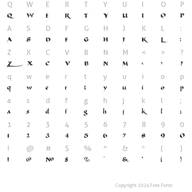 Character Map of LHF Michelle Regular Inline Regular