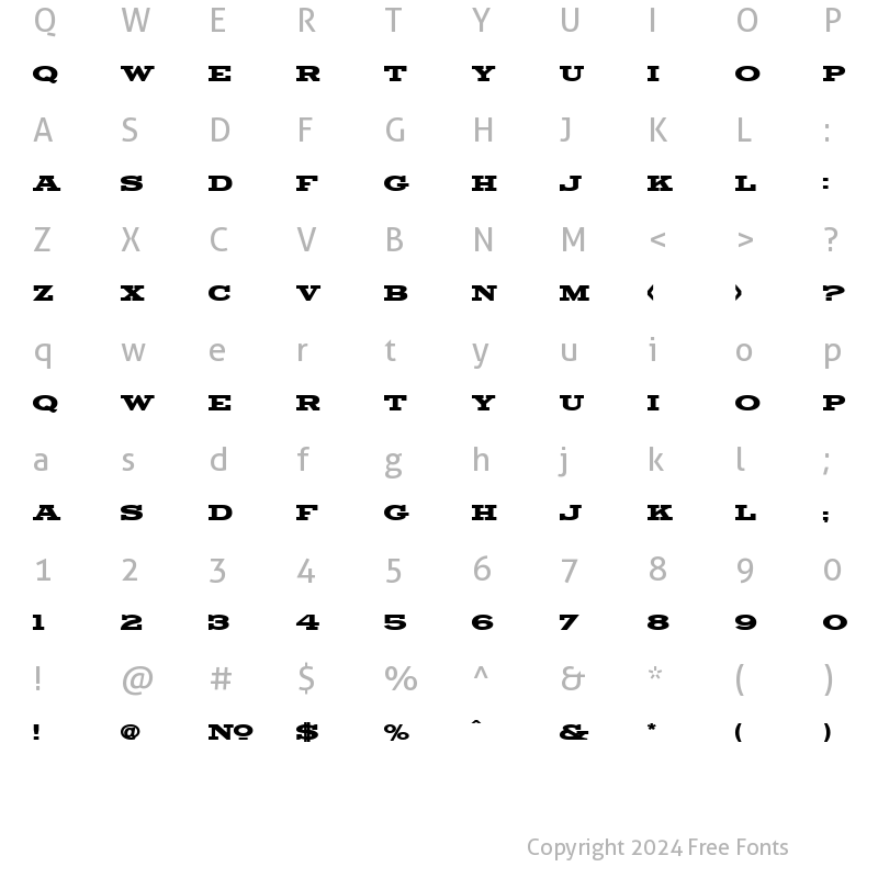 Character Map of LHF Mike's Block Regular