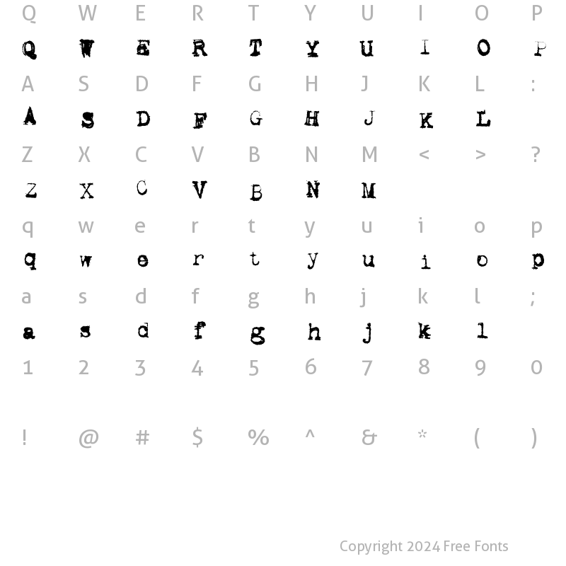 Character Map of LHF Mikes Block Regular