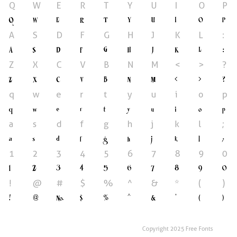 Character Map of LHF Mister Kooky COND Regular