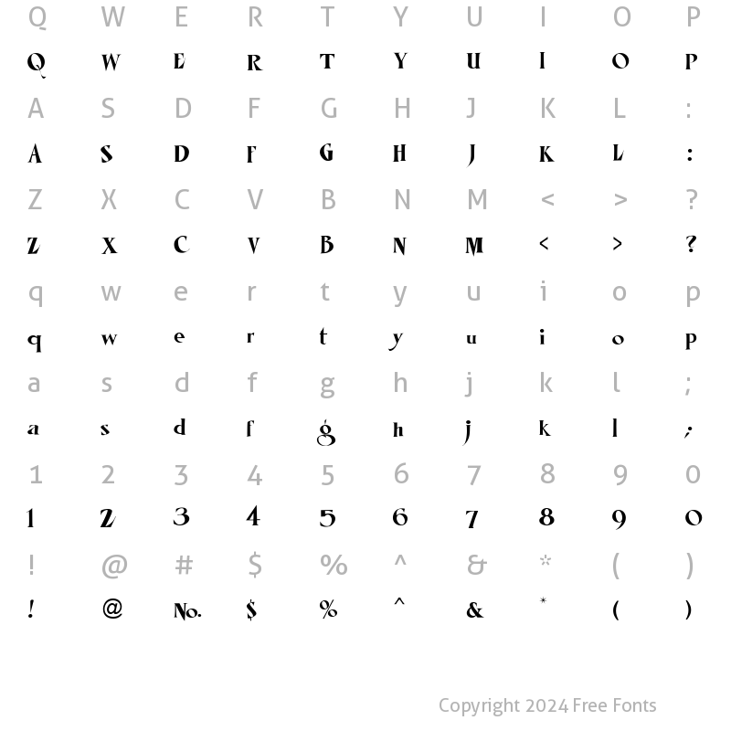 Character Map of LHF Mister Kooky Regular