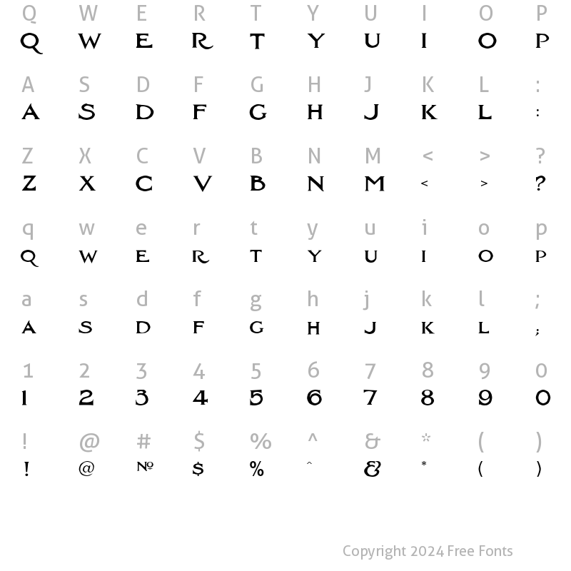 Character Map of LHF Modern 1908 Regular