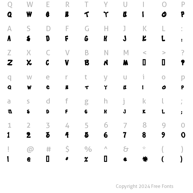 Character Map of LHF No Fishin Regular