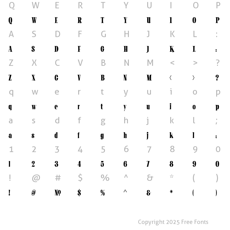 Character Map of LHF Opening Night SERIF Regular