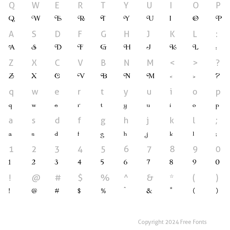 Character Map of LHF Orange Grove Regular