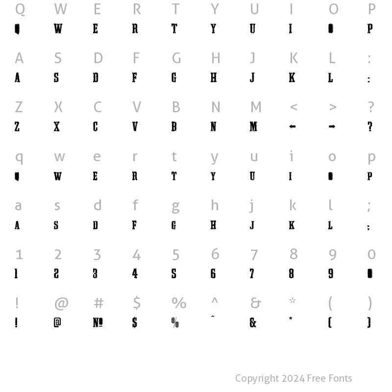 Character Map of LHF Outlaw ROUGH Roman