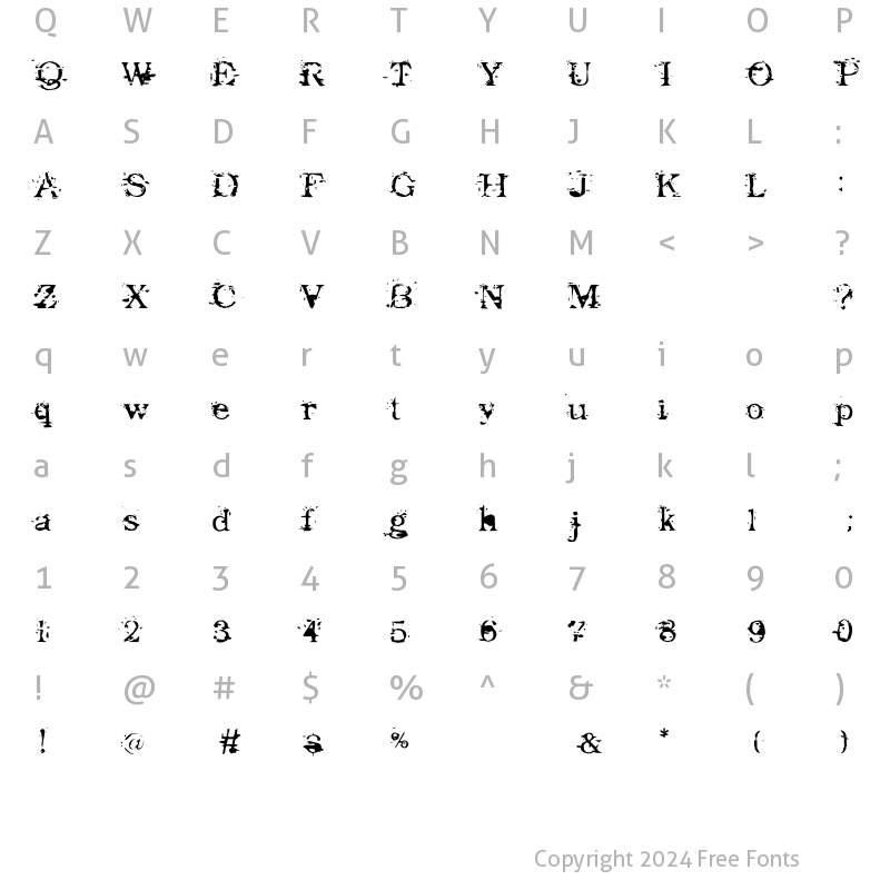 Character Map of LHF Plymouth Regular