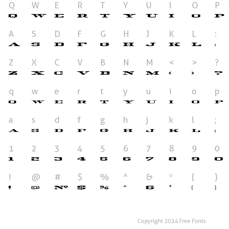 Character Map of LHF Pullman Train BETA Regular