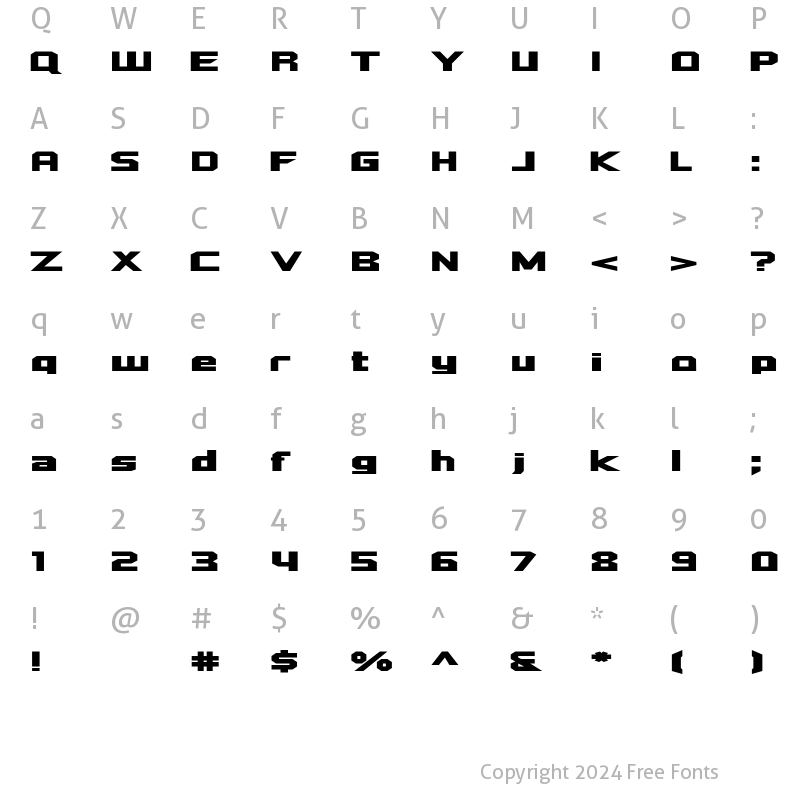 Character Map of LHF Quadrex Regular