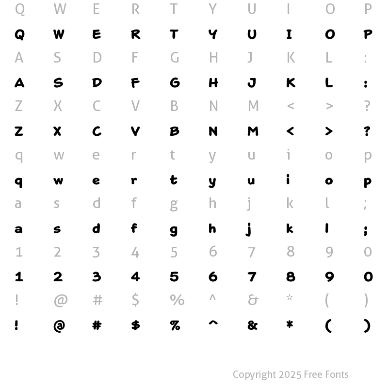 Character Map of LHF Quick Draw Regular