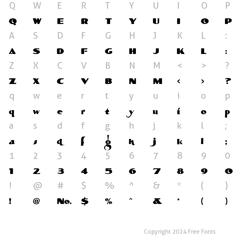 Character Map of LHF Rounded Block Regular