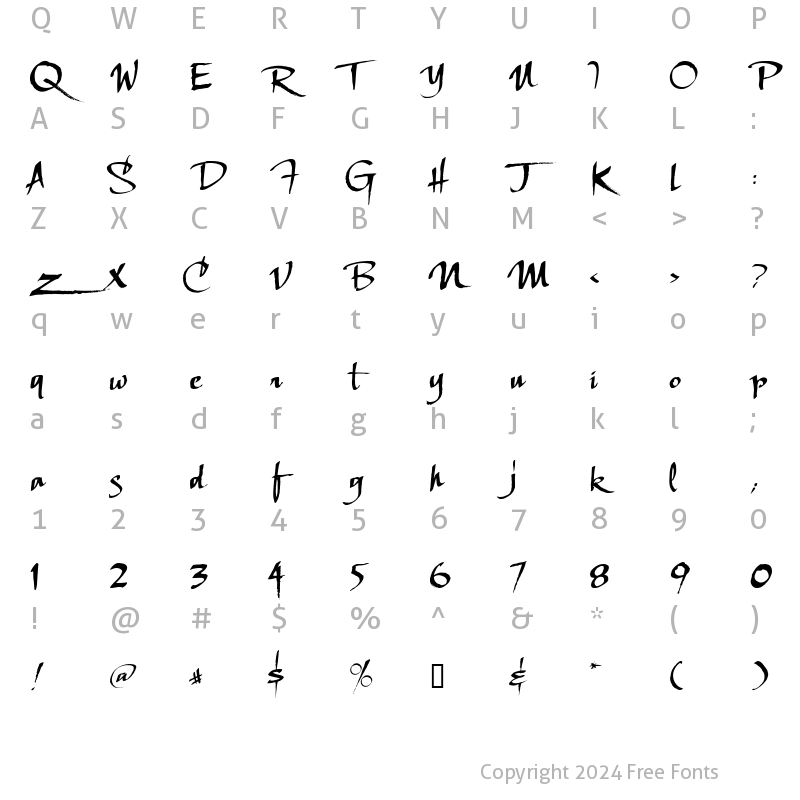 Character Map of LHF Scriptana REG Regular