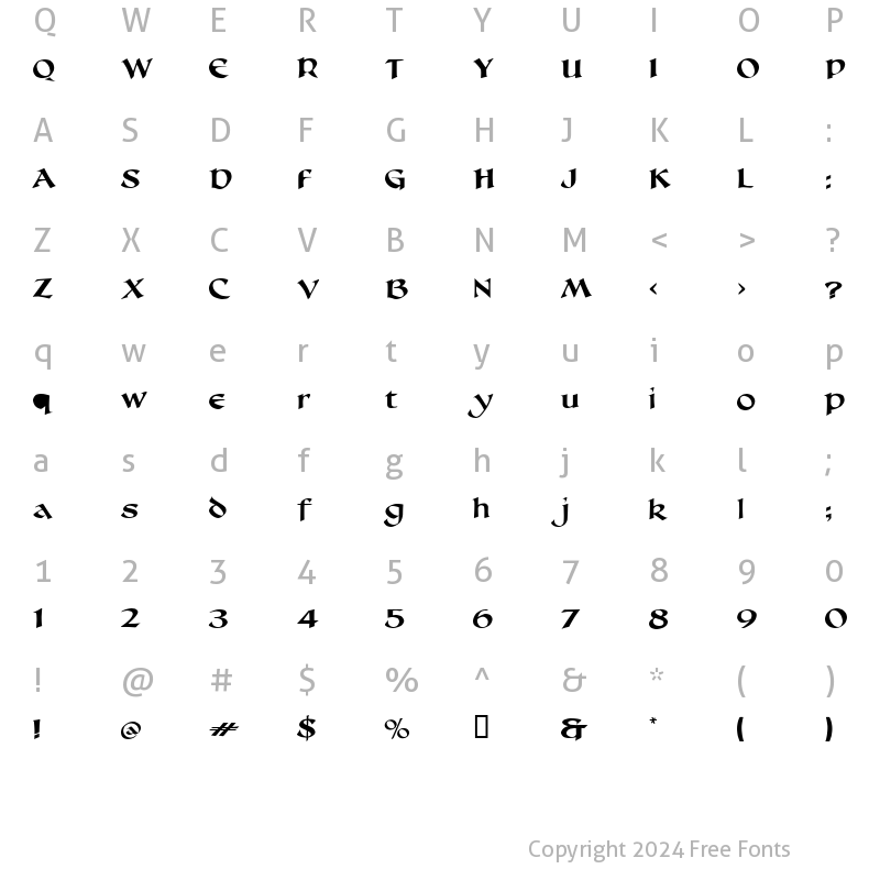 Character Map of LHF Seranoa BETA Regular