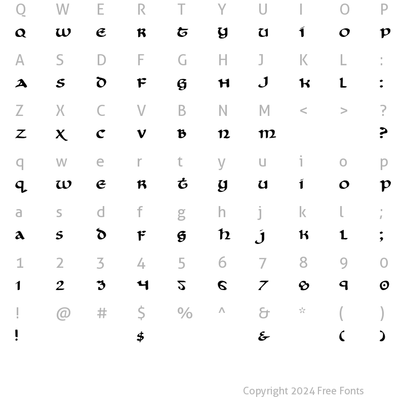 Character Map of LHF Seranoa Regular