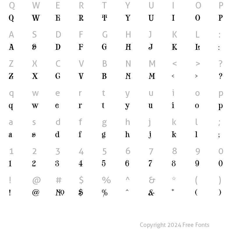 Character Map of LHF Shopfront Roman