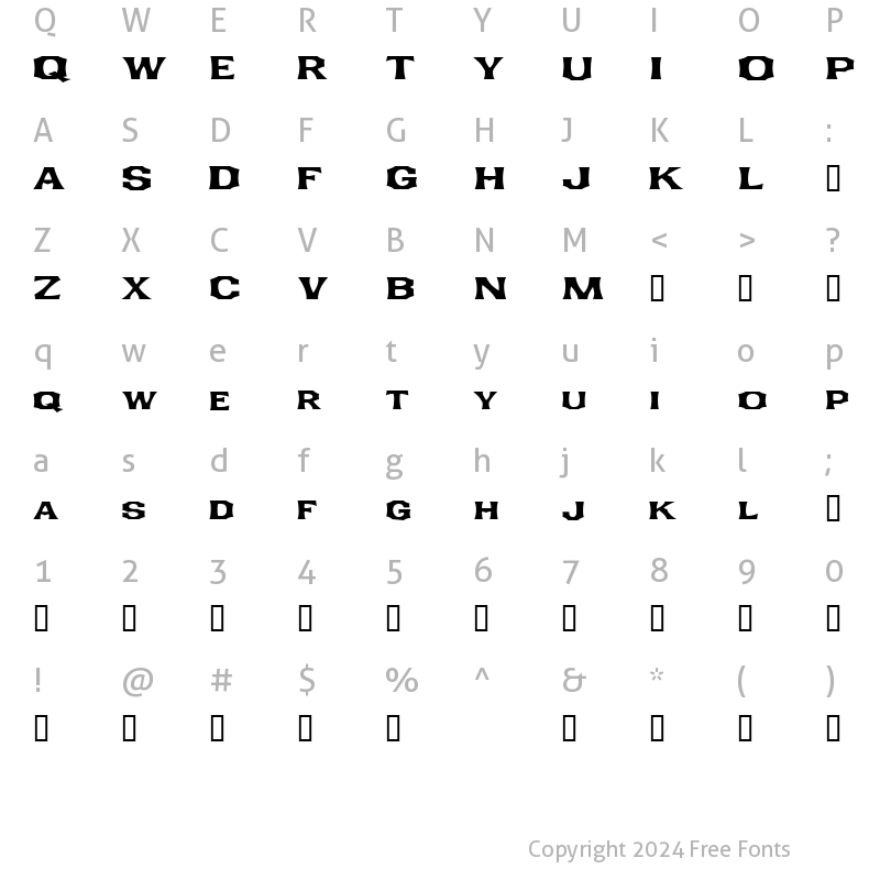 Character Map of LHF Smalts Regular