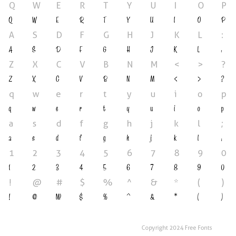 Character Map of LHF Speedstyle Regular