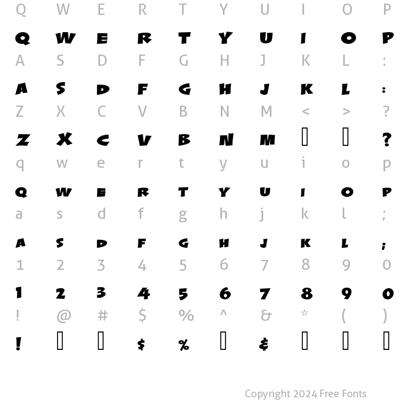 Character Map of LHF Splash Regular Regular