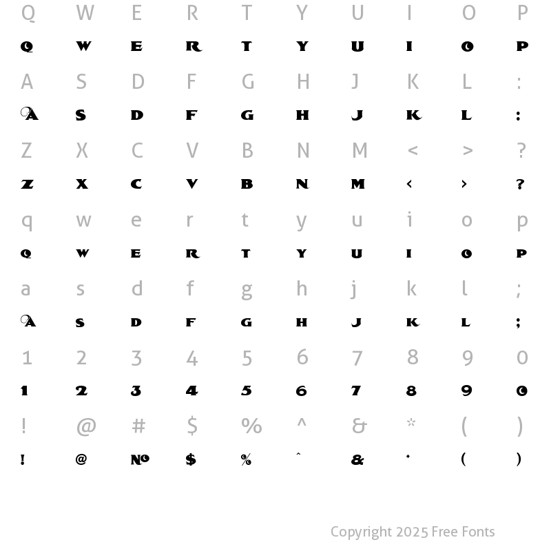 Character Map of LHF Spurred Egyptian Regular