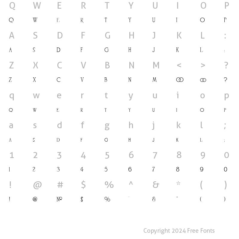 Character Map of LHF Stetson Regular