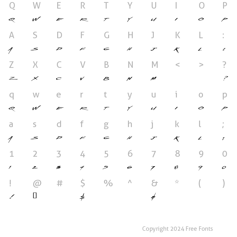 Character Map of LHF Supabad Regular