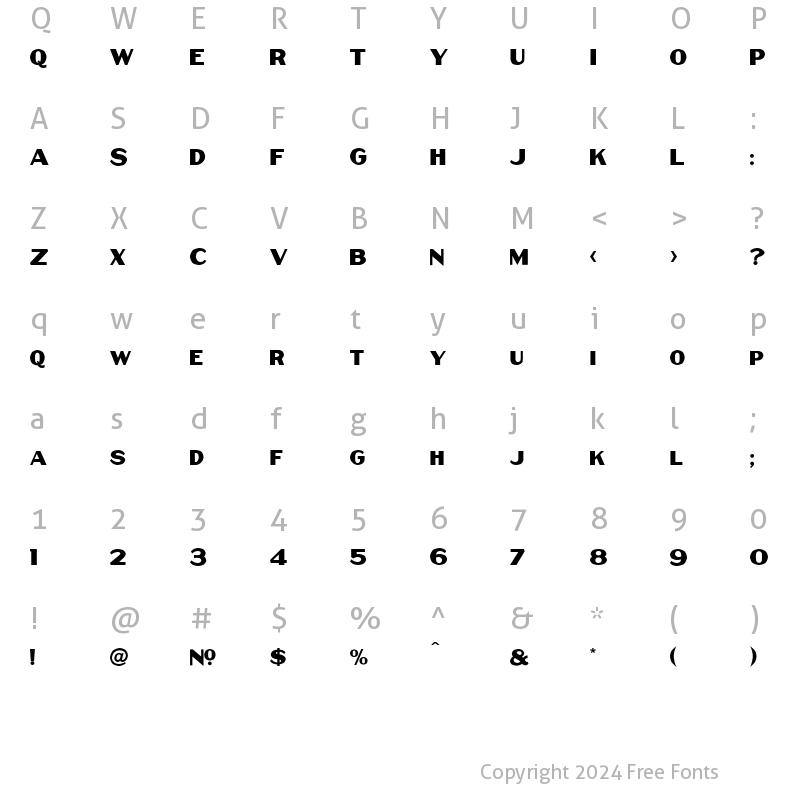 Character Map of LHF Thick and Thin BETA Regular