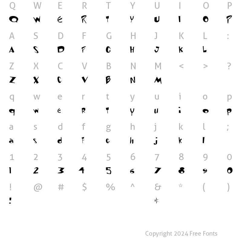 Character Map of LHF Thick Thin Regular