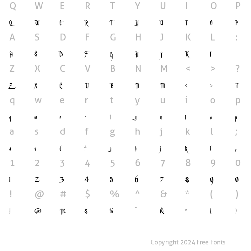 Character Map of LHF Village Regular