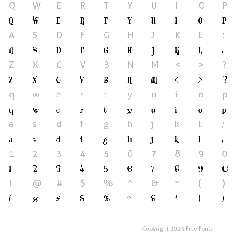 Character Map of LHF Wade Grotesque CASUAL Regular