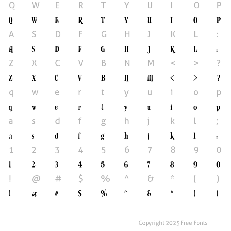 Character Map of LHF Wade Grotesque EXTRA Regular